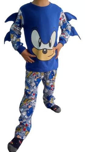 Pijama Sonic Infantil Playera Manga Larga Y Pantalón Envío gratis