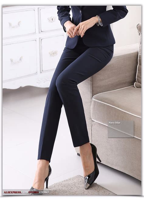 Full Length Professional Business Formal Pants Women Trousers Girls Slim Female Work Wear Office