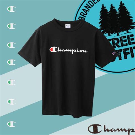 Jual Baju Champion Tee Script Black Shopee Indonesia