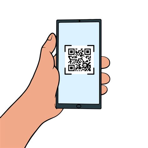 Hand holding a mobile phone with QR code on the screen. QR code scanning in smartphone. Barcode ...