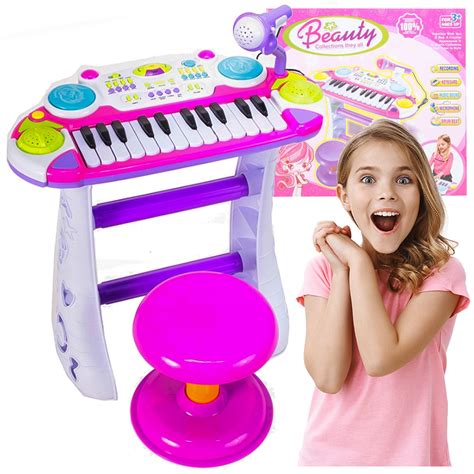 Pianinko Dla Dzieci Keyboard Organy Pianino Z Mikrofonem Taboret