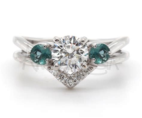 Interlocking Diamond Alexandrite Engagement Wedding Ring – Ambrosia