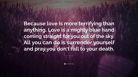 David Yoon Quote: “Because love is more terrifying than anything. Love