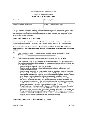 Fillable Online Ohiohcp Certificate Of Medical Necessity Home Care