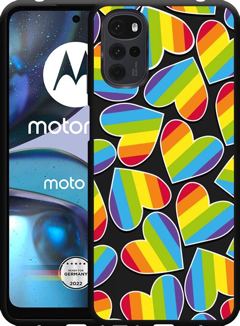 Motorola Moto G Hoesje Zwart Regenboog Hartjes Designed By Cazy Bol