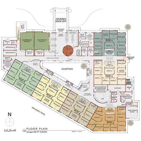 The Floor Plan For An Office Building With Two Floors And Several