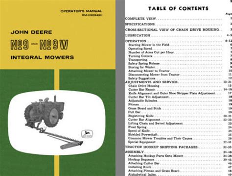 John Deere No And No W Integral Mowers Operators Manual Om H H Ebay