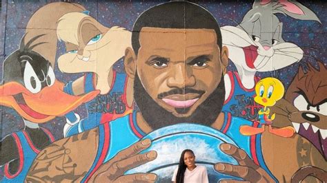 Lebron James Mural With Space Jam Characters In Akron Vandalized