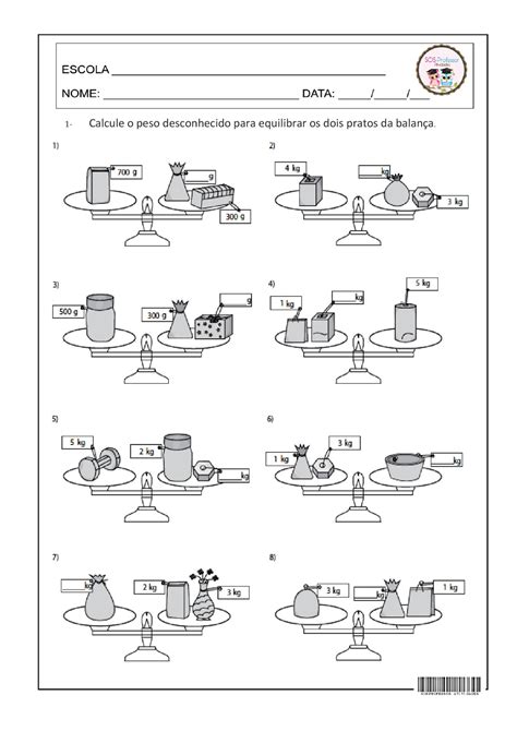 SOSPROFESSOR ATIVIDADES Equilibrando as balanças