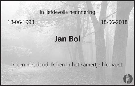 Jan Bol Overlijdensbericht En Condoleances Mensenlinq Nl