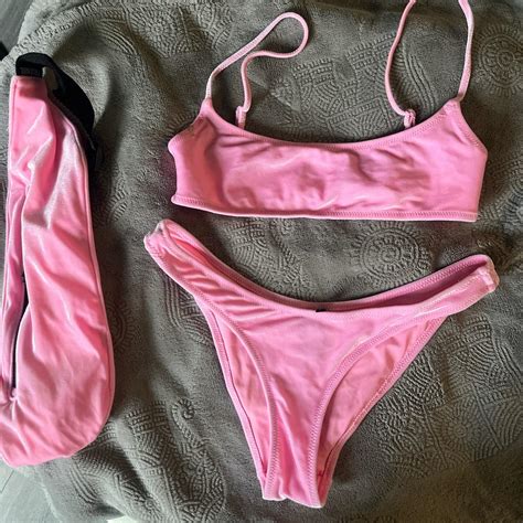 Triangl Barbie Pink Velour Bikini Set Both Top And Depop