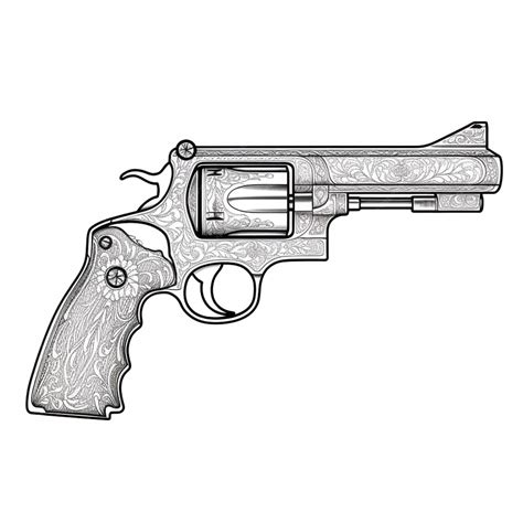 Premium Photo | A drawing of a revolver with a floral pattern on it ...