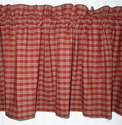 Berry Plaid Homespun Valances Tiers Runners Country Curtains Etsy