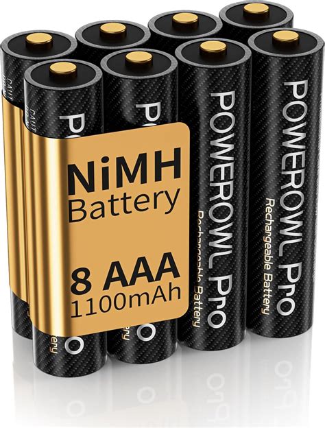 POWEROWL AAA Rechargeable Batteries 1100mAh 8 Count NiMH AAA Batteries