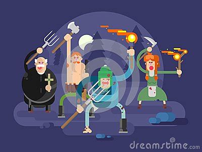 People With Torches And Pitchforks Cartoon Vector | CartoonDealer.com ...