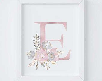 Letter A Floral Monogram Printable Letter Nursery Art Etsy Floral