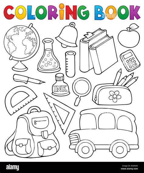 Libro para colorear de objetos relacionados con la escuela 1 Fotografía