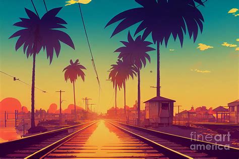 Retro train tracks Digital Art by Digital Kulprits - Pixels