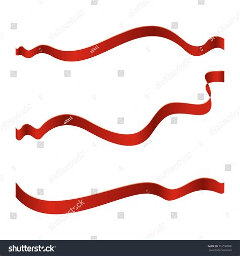 Set Red Ribbons Isolated On White Stock Vector Royalty Free 116597878