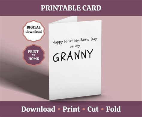 Printable Granny Mothers Day Card Happy Mothers Day Card Granny Card From Grandson