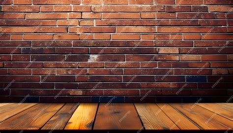 Premium Photo | A brick wall and a wooden floor with a brick wall in ...