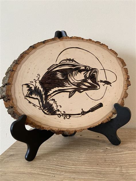 Bass Fish Woodburning Etsy Wood Burning Stencils Wood Burning Art