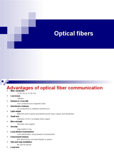 Advantages And Types Of Optical Fibers Communication Pdf Attenuation Optical Fiber