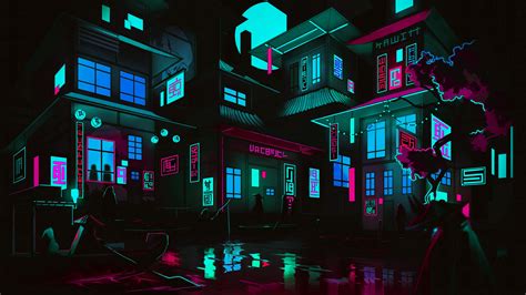 Re-color of "The Neon Shallows" by LEIKOI [5120x2880] : r/wallpaper