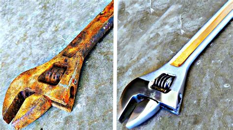 Rusted Giant Adjustable Wrench Restoration Youtube