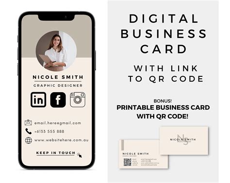 Digital Business Card With QR Code, Business Card, Interactive Business ...