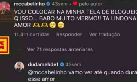 MC Cabelinho deixou recado para suposta amante Babo muito Tá lindona