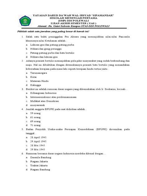 Soal Pkn Kls Vii 2022 Pdf