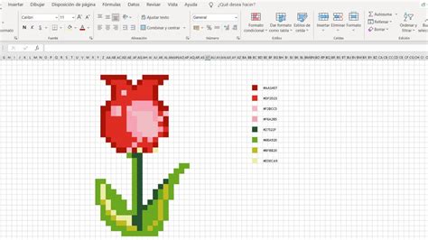 Pixel Art De Una Rosa En Excel Youtube