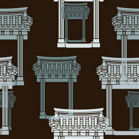 Editable Traditional Korean Hanok Door Building Vector Illustration