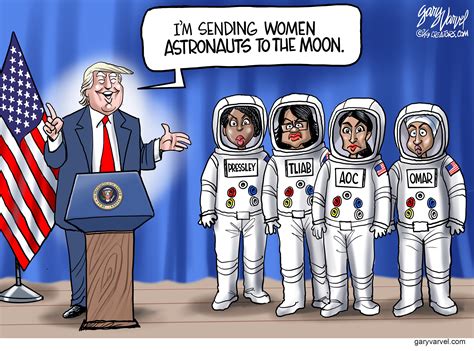 Political Cartoon U S Trump Women Astronauts Moon Aoc Oman Pressley