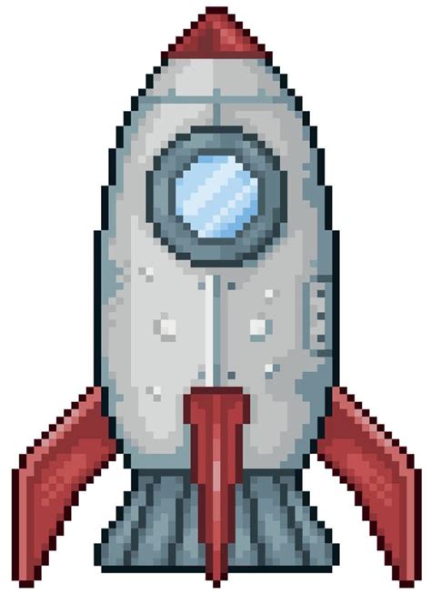 Cone De Foguete De Pixel Art Para Jogo De Bits Em Fundo Branco