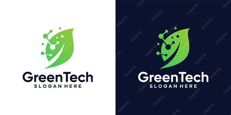 premium vector green tech logo design template leaf  digital data