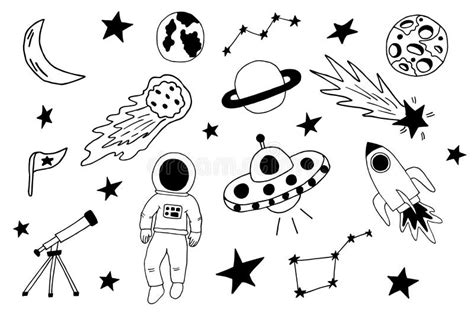 Outer Space Sketch Doodle Set Stock Illustrations 607 Outer Space