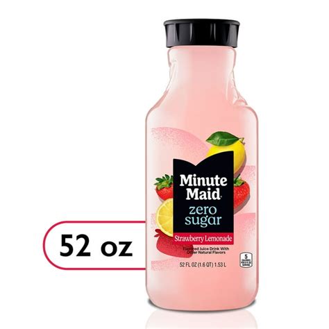 Minute Maid Zero Sugar Low Calorie Strawberry Lemonade 52 Fl Oz Bottle