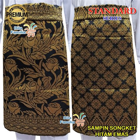 Sampin Nikah Songket Tenun Siap Jahit Meter Samping Exclusive Hitam