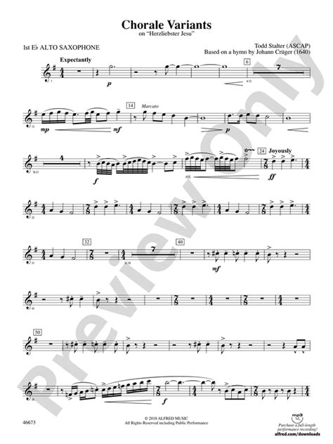 Chorale Variants E Flat Alto Saxophone E Flat Alto Saxophone Part