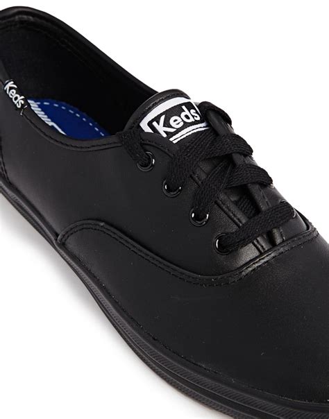 Keds Champion Core Black Leather Plimsoll Trainers In Black Lyst