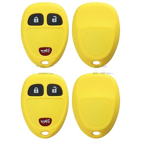 New Yellow Replacement Keyless Remote Key Fob Case Shell Rubber Pad For