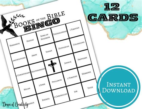 Books Of The Bible Bingo Game Printable Instant Download Etsy México