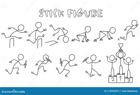 Set of Stick Figure Athletics. Stock Vector - Illustration of hand ...