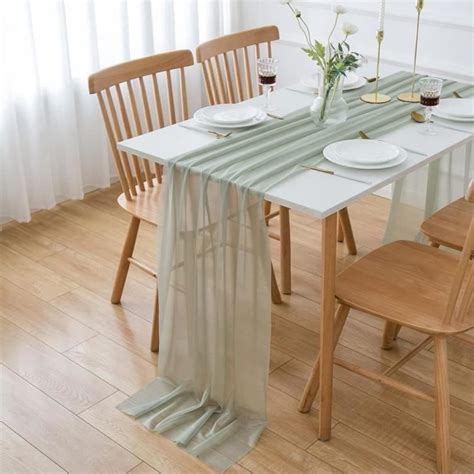 Chemin De Table En Mousseline De Soie Vert 4 M Tulle Chemin De Table