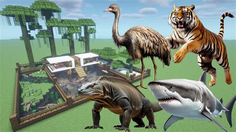 How To Make A Komodo Ostrich Shark And Tiger Farm In Minecraft Pe