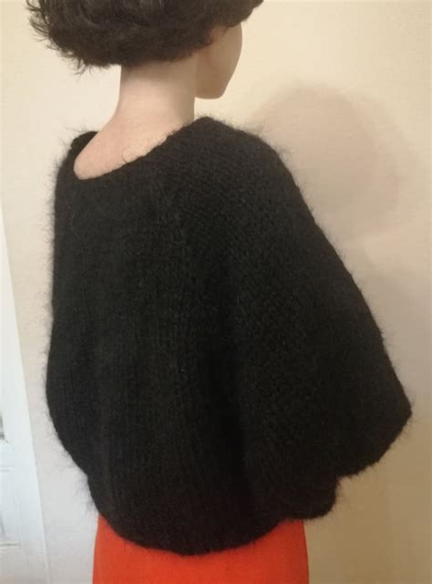 Cardigan Mohair De Punto Negro Cárdigan De Punto Grueso Etsy