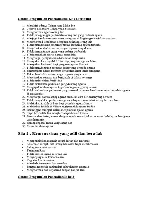 contoh pengamalan pancasila
