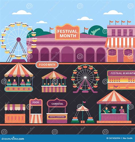 Festival Month Fun Fair Rides and Food Stalls Stock Photo - Image of